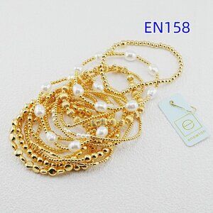 Enewton Gold Beads & White Pearl Bracelet Set